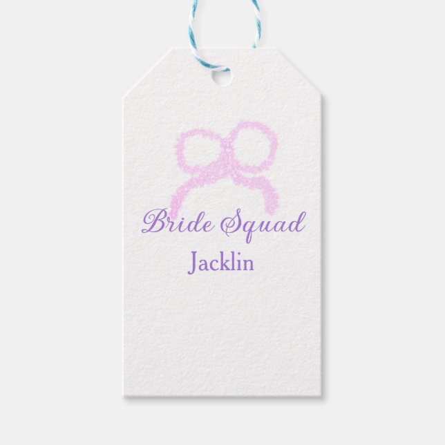 Bridstyrd rosa glitter-armstjärna namn presentetikett (Framsidan)