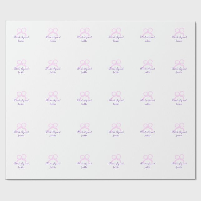 Bridstyrd rosa glitter-armstjärna namn presentpapper (Platt)