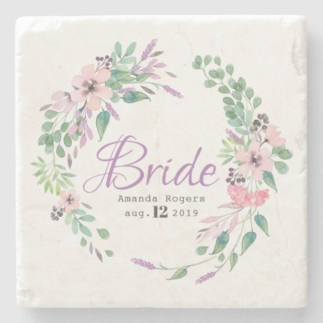 Bridtypografi Färgfylld stavad Blommigt Utandning Stenunderlägg (Framsidan)