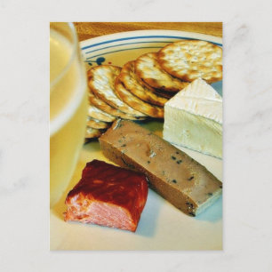 Brie Cheese Salmon Rökt Pate Crackers Champagne Vykort