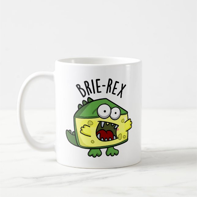 Brie-rex Funny Cheese TRex Pun Kaffemugg (Vänster)