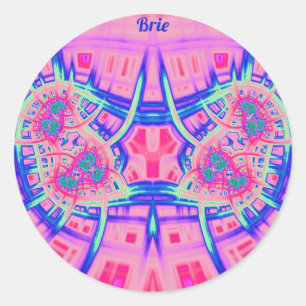 BRIE ~ Rosa Blue and Grönt BRIGHT ROLIGT! ~ Classi Runt Klistermärke
