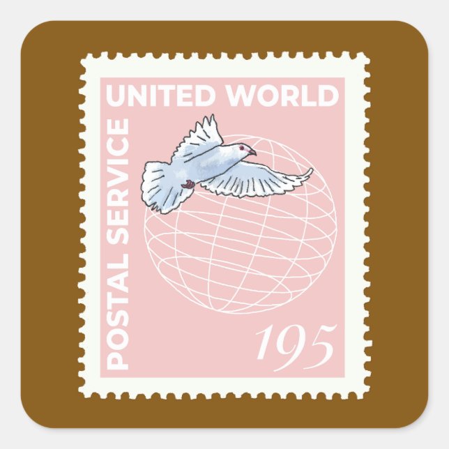 Briefmarke -  fyrkantigt klistermärke (Framsida)