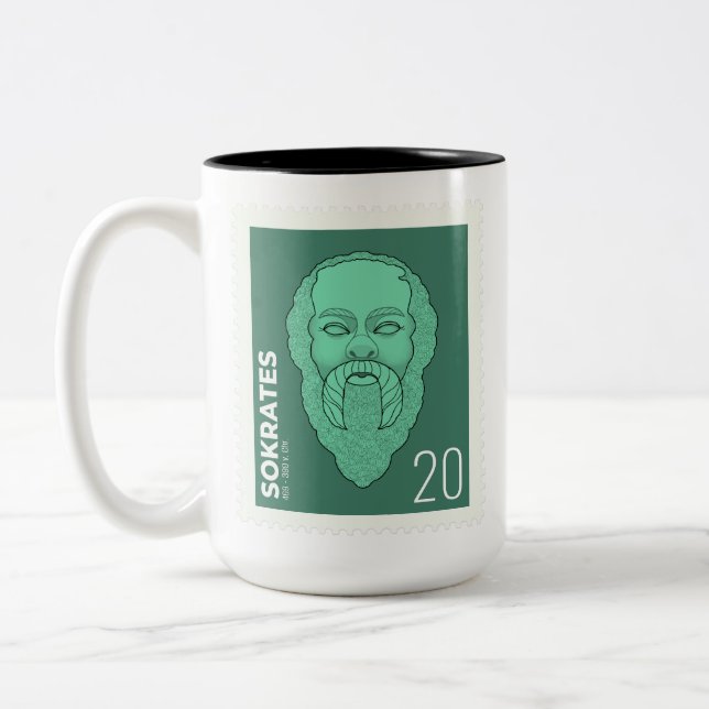 Briefmarke Sokrates -   Två-Tonad Mugg (Vänster)