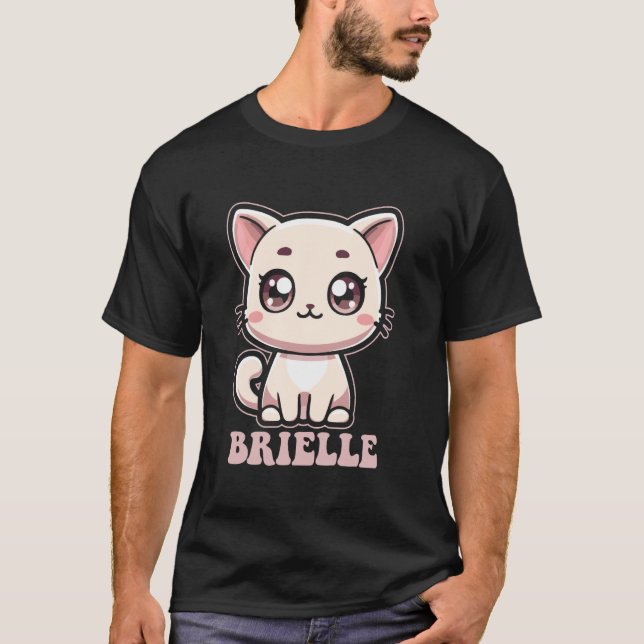 Brielle Sött Kitty Katt Design för Flickor Namn Br T Shirt (Framsida)
