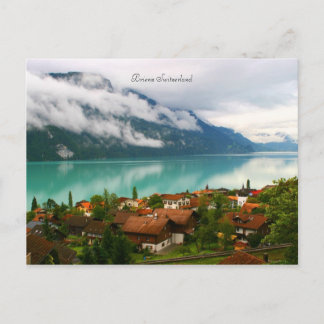 Brienz Schweiz och den blåaktiga grönten sjö Brien Vykort