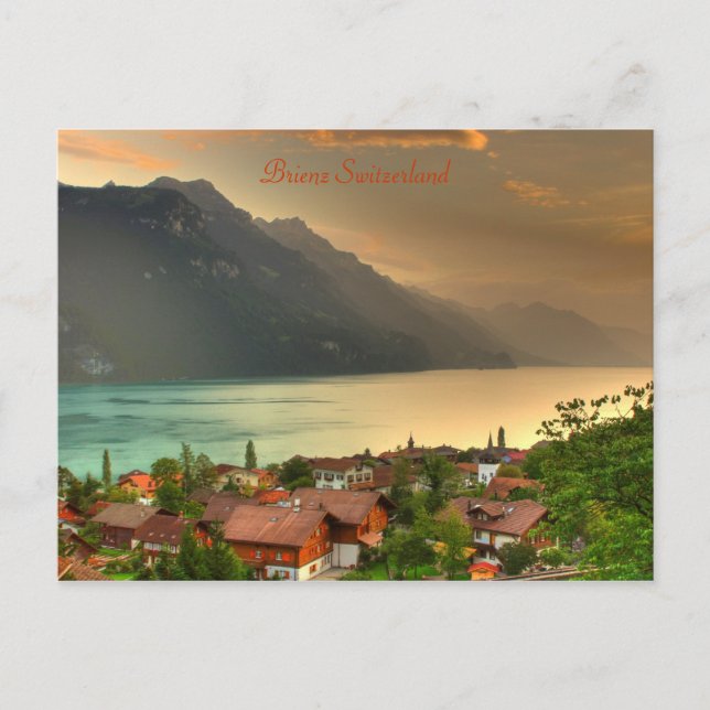 Brienz Schweiz & Sjö Brienzersee & Swiss Alpernas Vykort (Framsida)