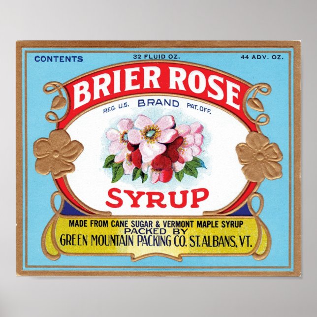 Brier Ro Vintage Syrup Label Poster (Framsidan)