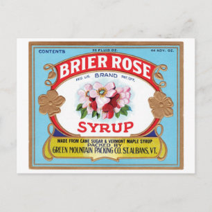 Brier Ro Vintage Syrup Label Vykort