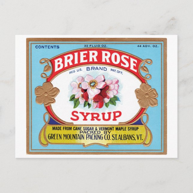 Brier Ro Vintage Syrup Label Vykort (Framsida)