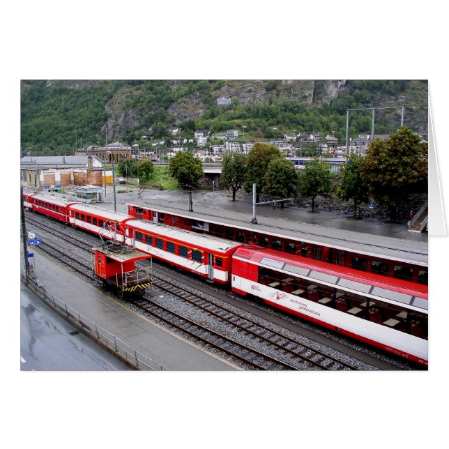 Brig station i Schweiz Hälsningskort (Framsidan Horizontal)