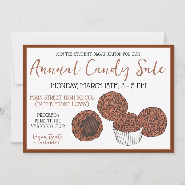 Brigadeiros Brazilian Chocolate Candy Bake Sale Inbjudningar (Framsida)