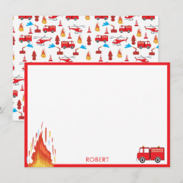 Brigaderna i Red Transport Fire Engine Lastbil Anteckningskort