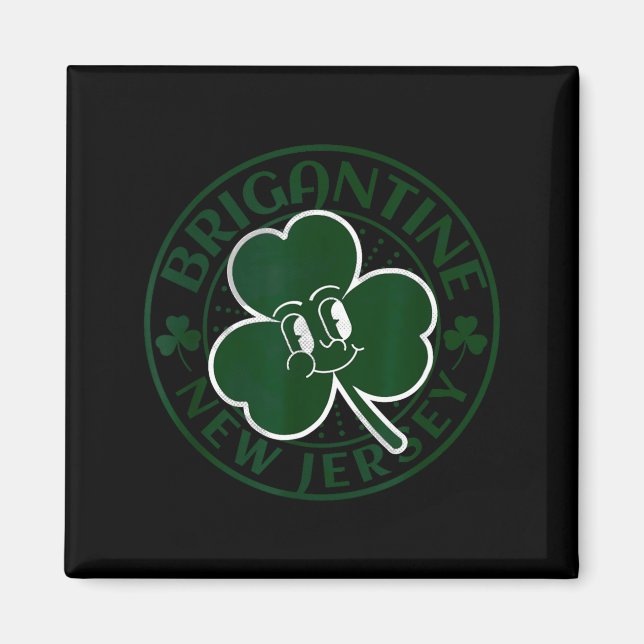 Brigantine New Jersey Irish Shamrock Nj Retro Souv Magnet (Framsidan)