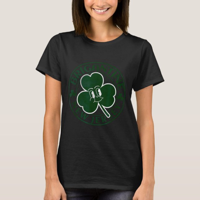 Brigantine New Jersey Irish Shamrock Nj Retro Souv T Shirt (Framsida)
