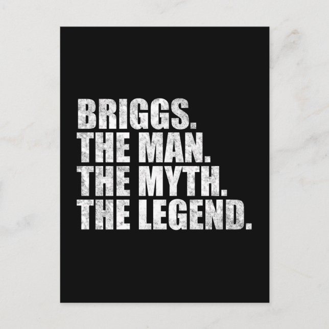 Briggs namn, Briggs Mannen Myten Legenden Vykort (Framsida)