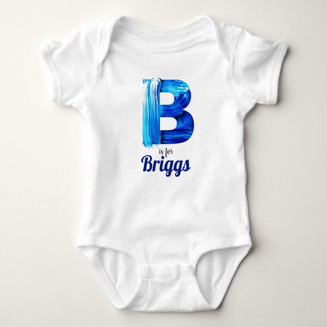 Briggs Namn Reveal Brev B Boy Blue Nyfödd T Shirt (Framsida)