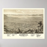 Brigham City, UT Panoramic Karta - 1875