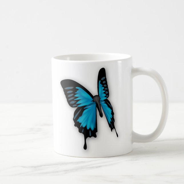 Brighly Hued Blue Butterfly Kaffemugg (Höger)