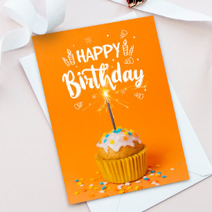 Bright С upptårta Grattis på födelsedagen-hälsning Tack Kort
