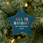 Bright 1-fotomarin blå, modern julfamilj julgransprydnad keramik<br><div class="desc">Den ljusa,  färgstarka marinblå roligten,  moderna 1-fotojulfamiljen är alla klara prydnadsföremål</div>