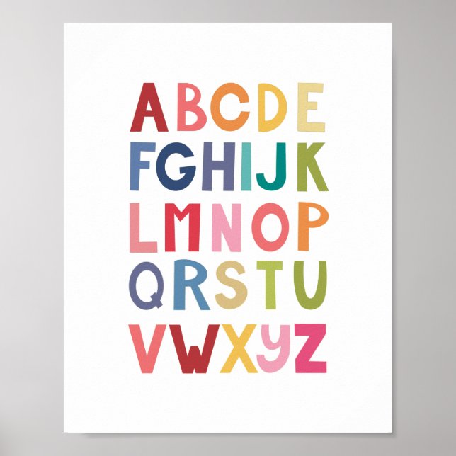 Bright ABC Unisex Kids Room Wall Art Plaque Poster (Framsidan)