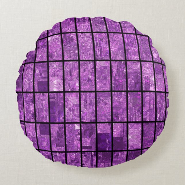 Bright abstract mosaic violet background with glos rund kudde (Framsidan)