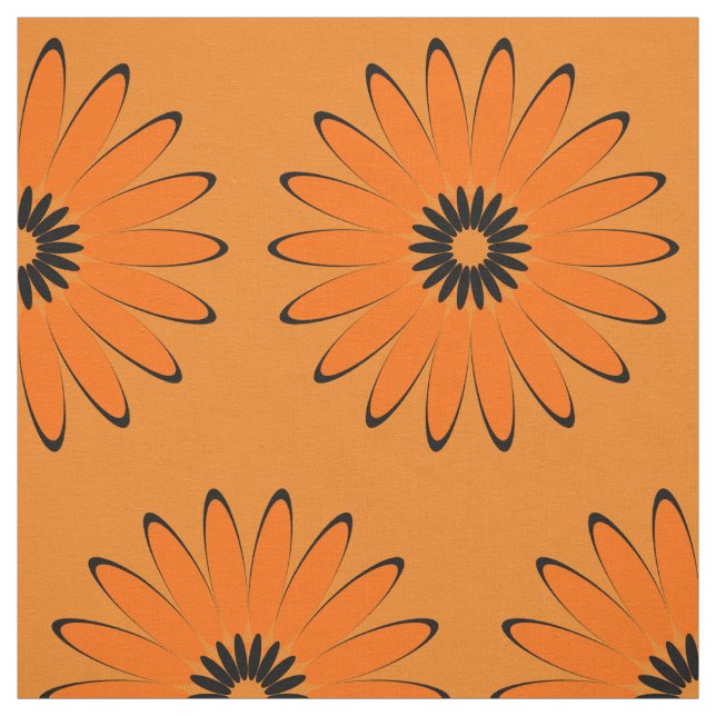 Bright Abstrakt Sunblommor Mönster Tyg (Provkarta)