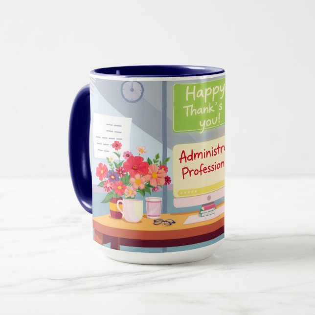 Bright Admin Day Thank You Desk Illustration Mugg (Framsida vänster)