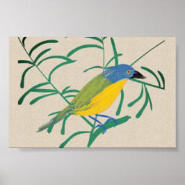 Bright African Bird Bush Shrike på Linen Canvas Poster