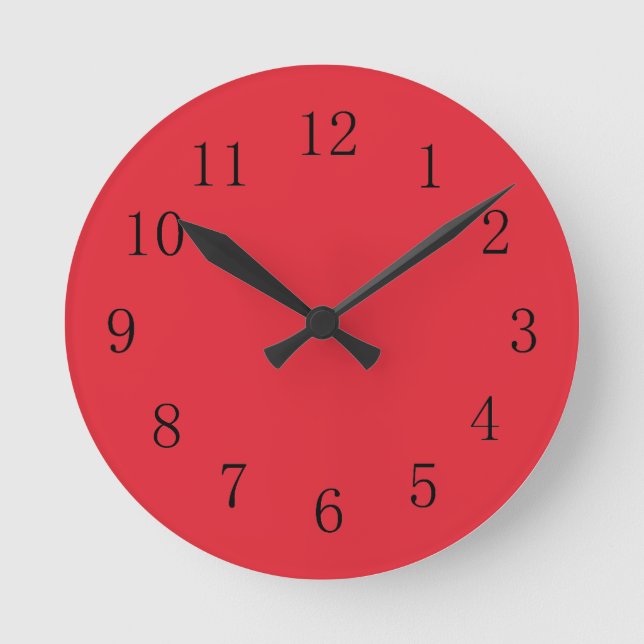 Bright Alizarin Red Kitchen Clock Rund Klocka (Framsida)
