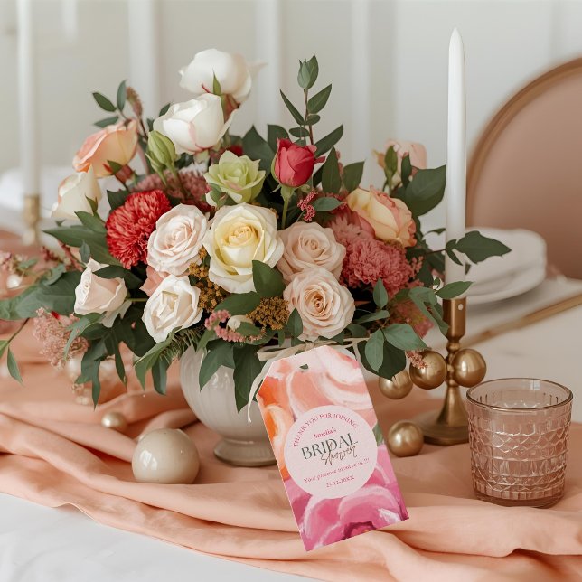 bright and bold vibrant floral bridal shower presentetikett (Skapare uppladdad)