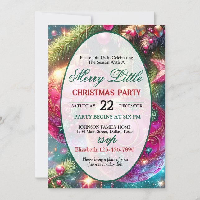 Bright and Colorful Christmas Party Invitation Inbjudningar (Framsida)