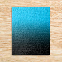 Bright Aqua Blue and Black Ombre Pussel