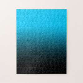 Bright Aqua Blue and Black Ombre Pussel