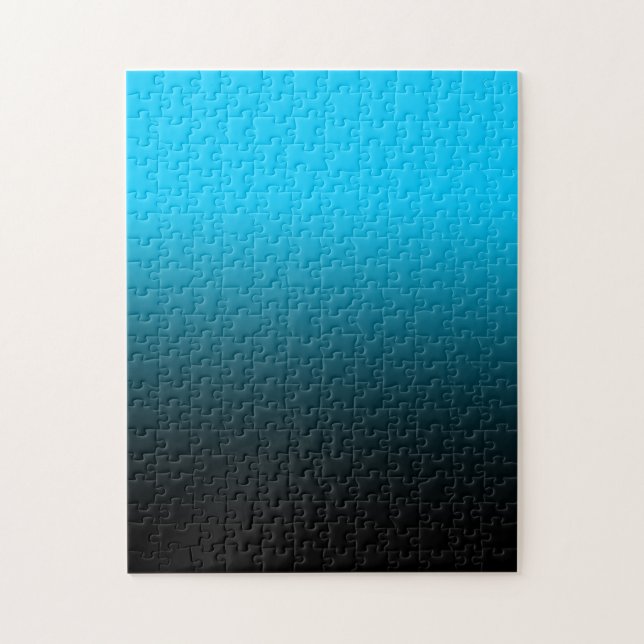 Bright Aqua Blue and Black Ombre Pussel (Vertikal)
