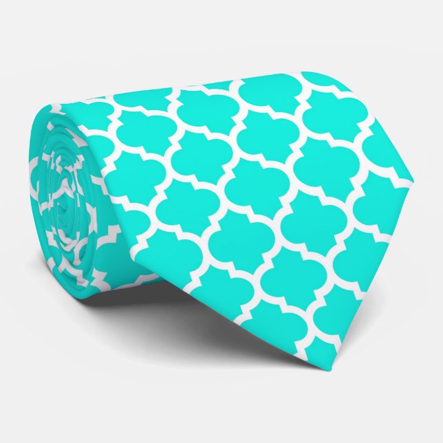 Bright Aqua White Moroccan Quatrefoil Mönster #5 Slips (Rullad)