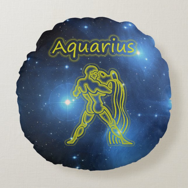 Bright Aquarius Rund Kudde (Framsidan)