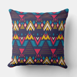 Bright Aztec Mönster Gult Blue Kudde