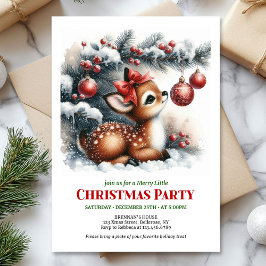 Bright baby fawn Christmas kids invite digital Inbjudningar