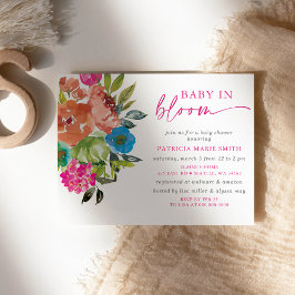Bright Baby i Bloom Rosa Blommigt Girl Baby Shower Inbjudningar