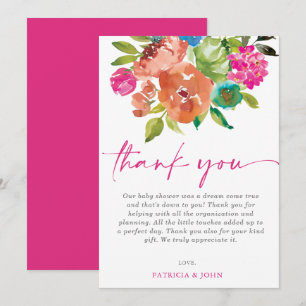 Bright Baby i Bloom Rosa Blommigt Girl Baby Shower Tack Kort