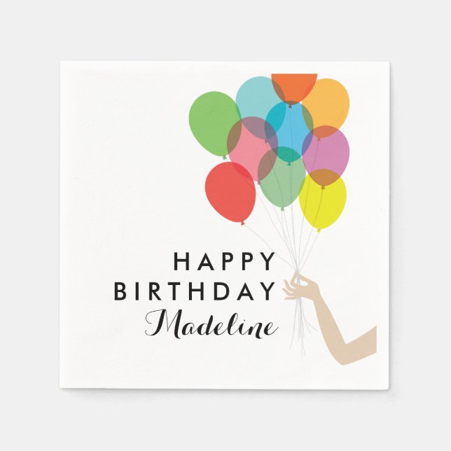 Bright Balloons Customized Grattis på födelsedagen Pappersservett (Framsidan)