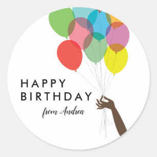 Bright Balloons Grattis på födelsedagen Runt Klistermärke