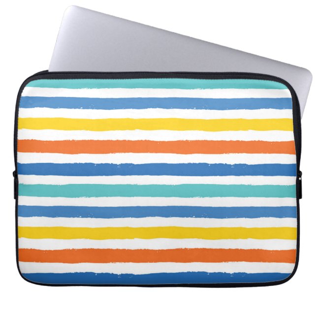 Bright Beachy Stripe Mönster Laptop Fodral (Framsidan)