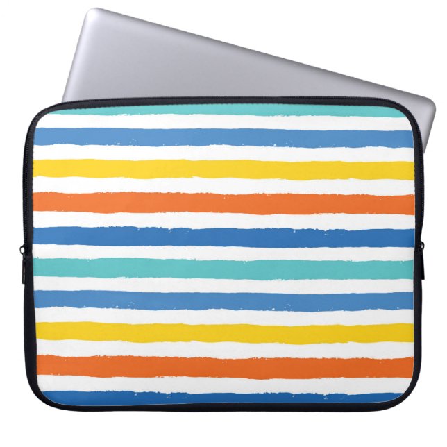 Bright Beachy Stripe Mönster Laptop Fodral (Framsidan)