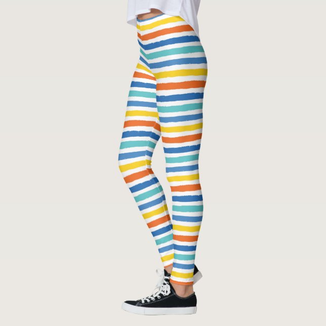 Bright Beachy Stripe Mönster Leggings (Vänster)