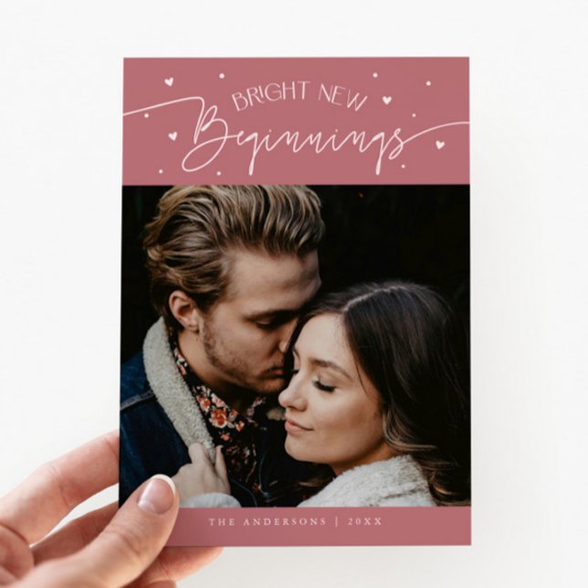 Bright Beginnings New Year Pink Photo  Julkort (Skapare uppladdad)