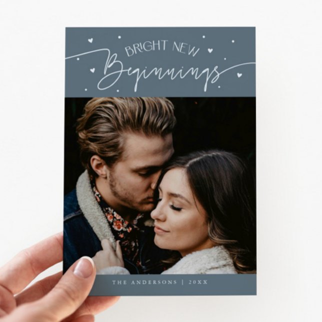 Bright Beginnings New Year Slate Blue Photo  Julkort (Skapare uppladdad)