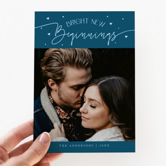 Bright Beginnings New Year Teal Photo  Julkort (Skapare uppladdad)